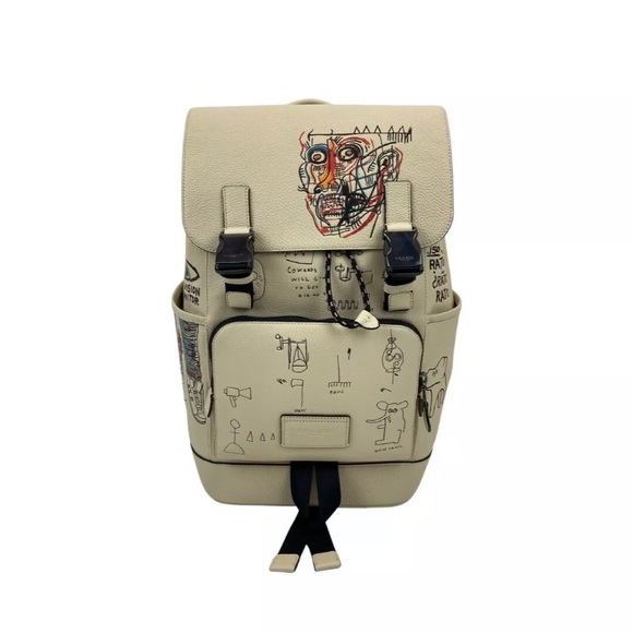 Coach X Jean-Michel Basquiat MEN'S Track Backpack Leather Ivory Multi NWT - Picture 8 of 9